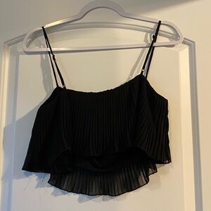 Princess Polly Black Pleated Asymmetrical Camisole